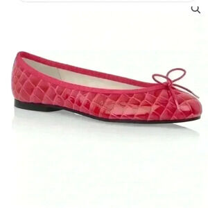 London Sole  Pink Henrietta Patent Leather Croc Effect Ballet Flat Size 6